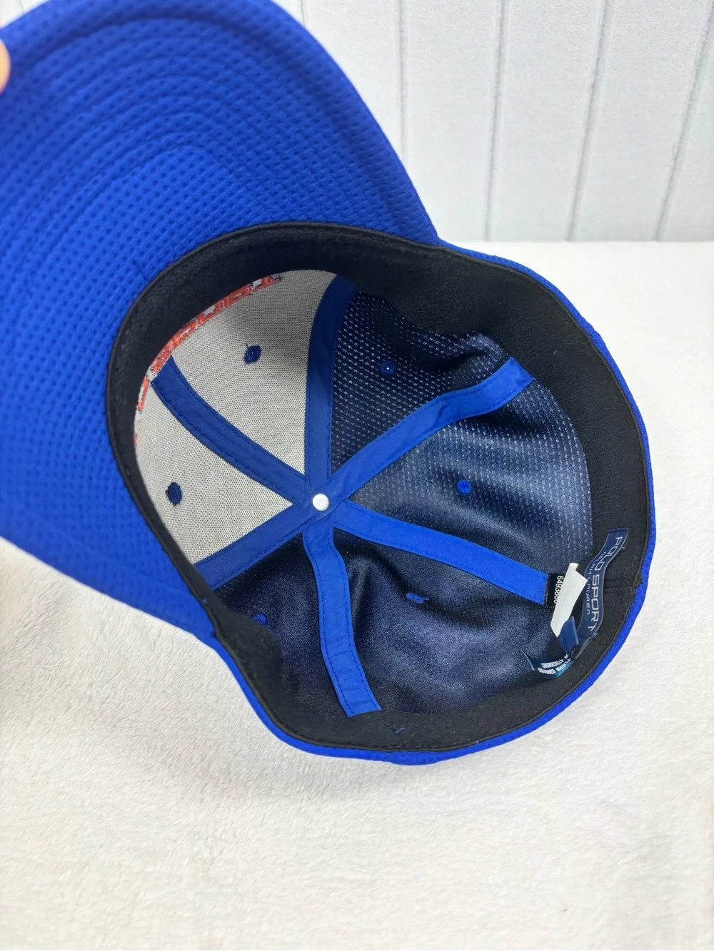 Ralph Lauren Polo Sport Royal Blue Mesh Baseball Cap with Orange Logo Size M/L